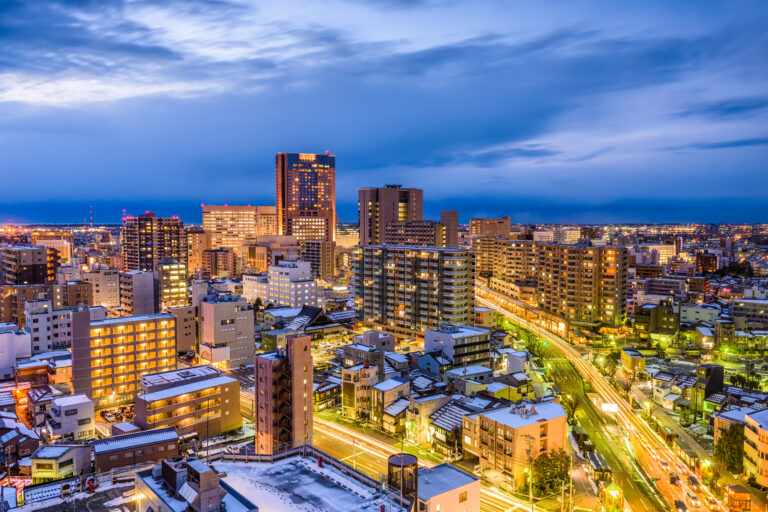 Kanazawa, Japan downtown city skyline.